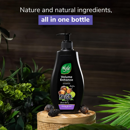 Nyle Naturals Volume Enhance Shampoo With Blackberry Reetha and Amla Gentle & Soft