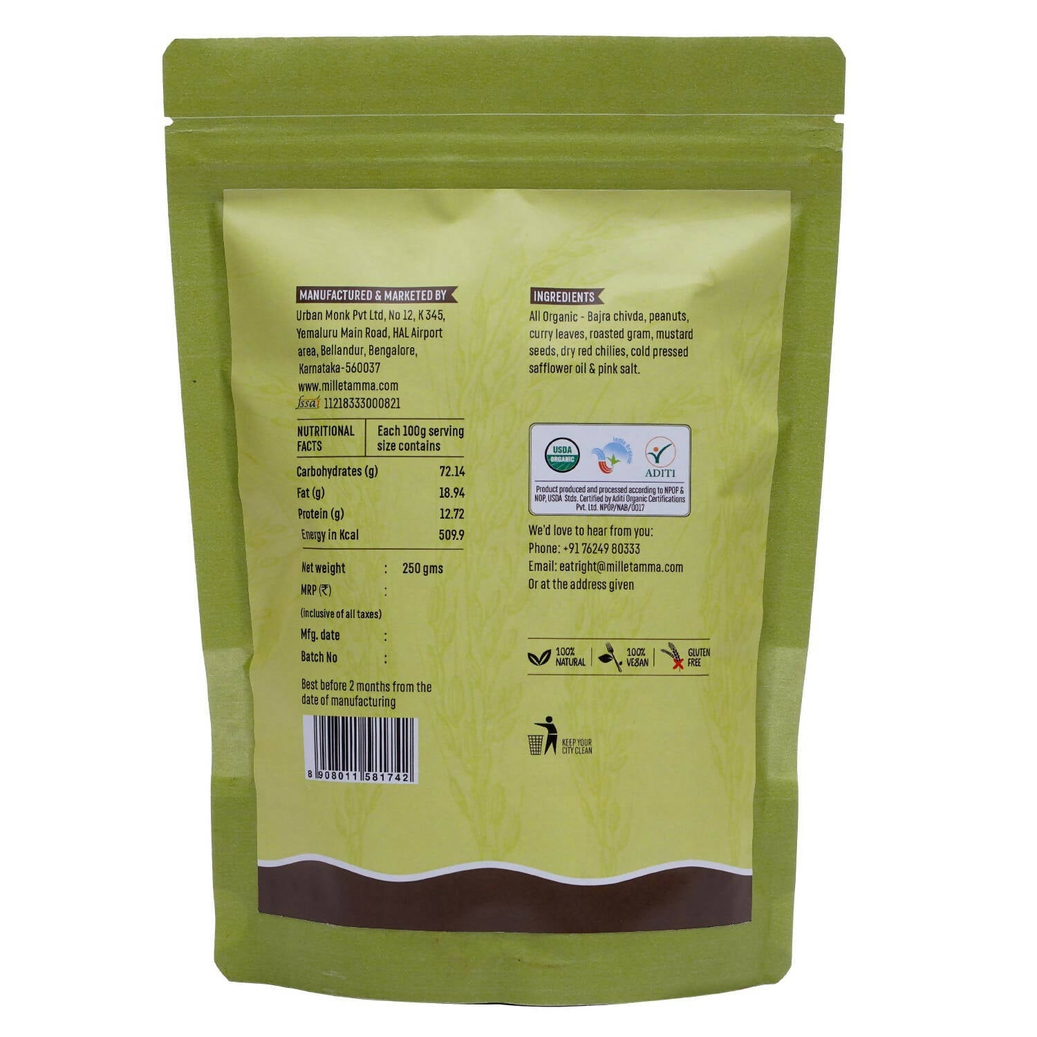 Millet Amma Organic Bajra Chivda Namkeen - Drmedicart