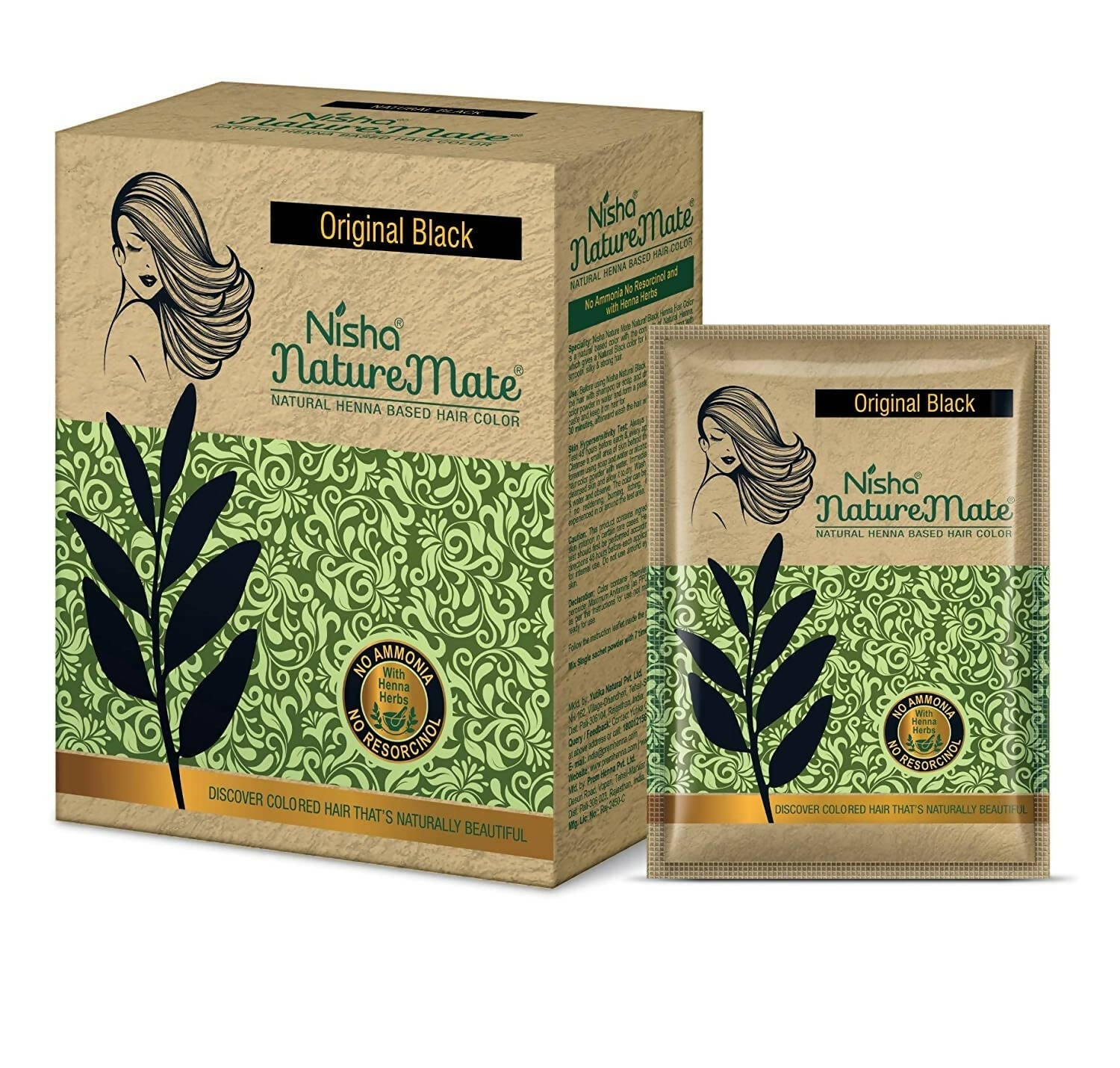 Nisha Nature Mate Henna Based Hair Black Color Powder - DrMediCart