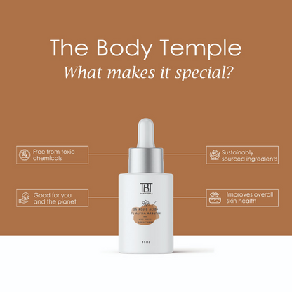The Body Temple 2% Kojic Acid + 1% Alpha Arbutin Face Serum