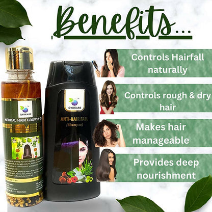 Qykkare Herbal Anti-Hairfall Shampoo & Herbal Hair Growth Oil Combo