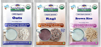 Buy TummyFriendly Foods Organic Sprouted Porridge Mixes Sprouted Ragi Powder, Sprouted Brown Rice and Oats Combo from DrMediCart, Ship from India to USA