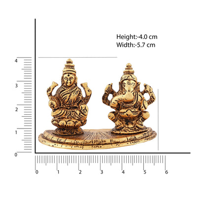 Estele Gold -Polished Goddess Laxmi & Lord Ganapati Idol for Pooja & Car Decor