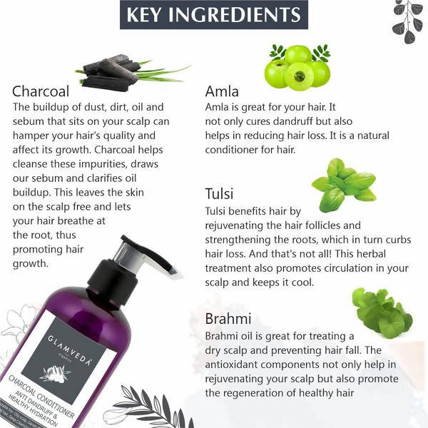 Glamveda Charcoal Conditioner Anti Dandruff & Healthy Hydration