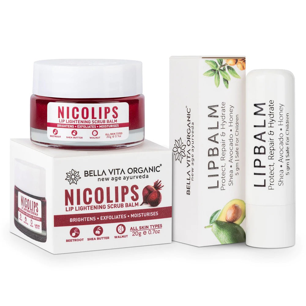 Buy Bella Vita Organic Nico Lips Lip Scrub & Nico Balm Lip Balm Combo from DrMediCart, Ship from India to USA