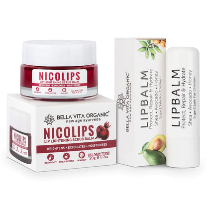 Buy Bella Vita Organic Nico Lips Lip Scrub & Nico Balm Lip Balm Combo from DrMediCart, Ship from India to USA