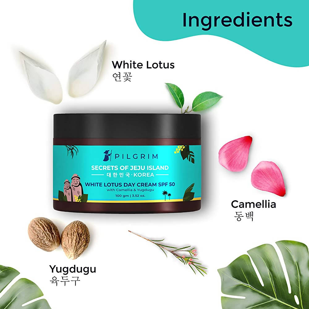 Pilgrim White Lotus Day Cream SPF 50 with Camellia & Yugdugu
