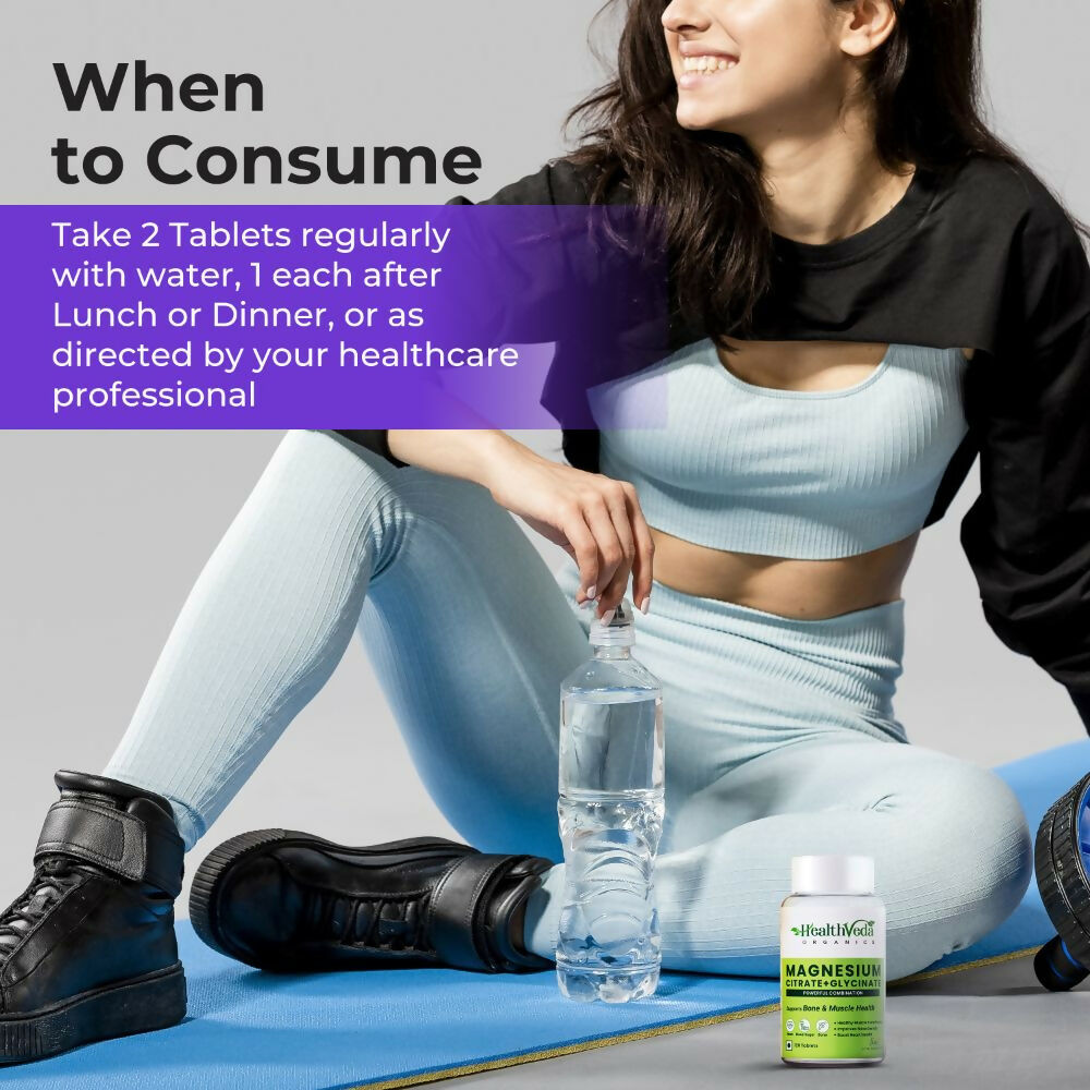 Health Veda Organics Magnesium Citrate+Glycinate Tablets