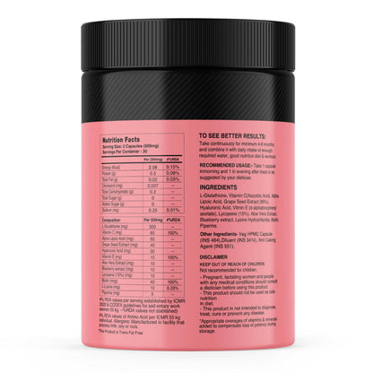 MyFitFuel Skin Beauty Glutathione + Lycopene, Vitamin C & E, Hyaluronic Acid, Biotin Capsules