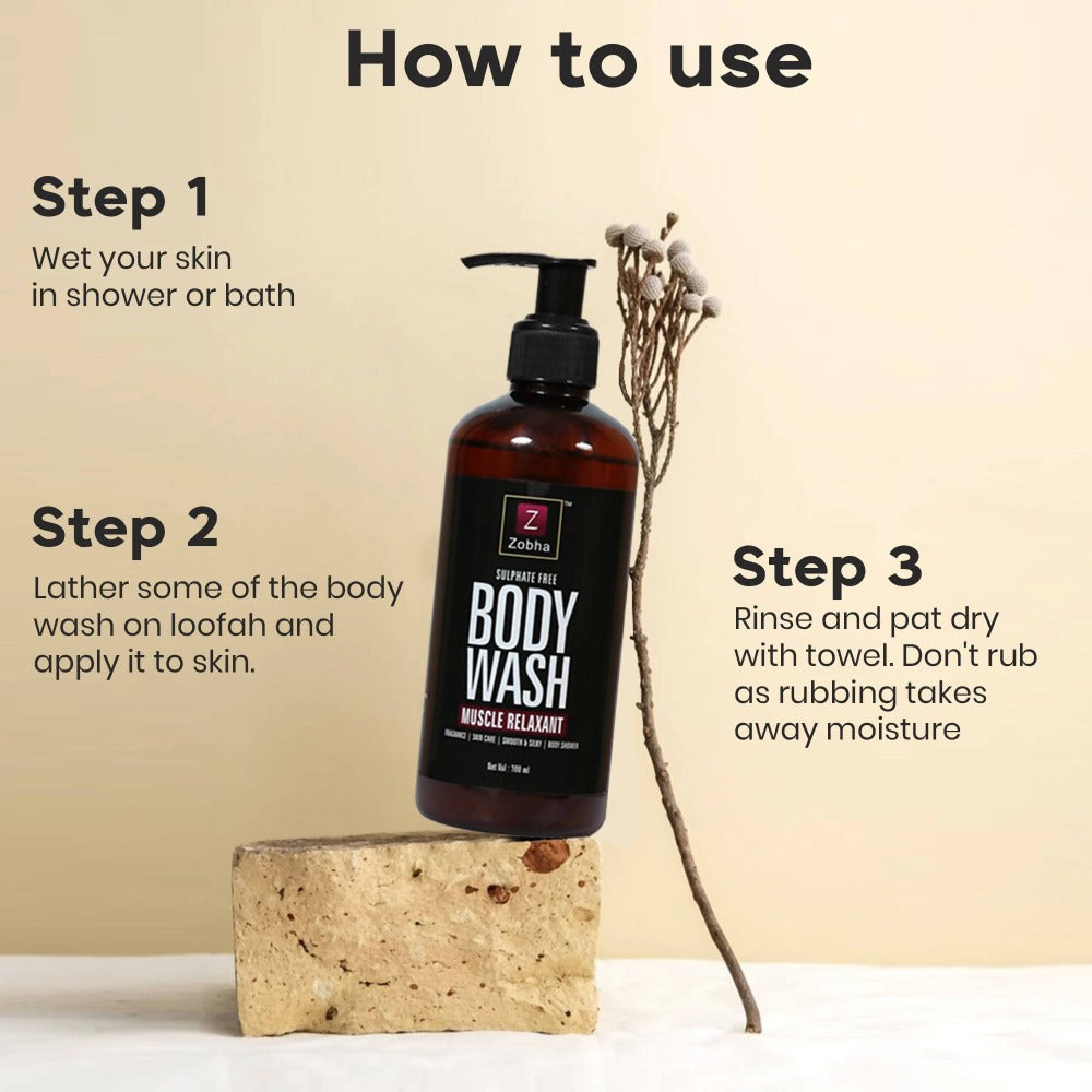 Zobha Sulphate Free Body Wash Muscle Relaxant How to Use