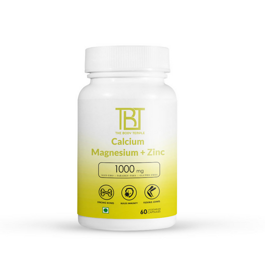 The Body Temple Calcium Magnesium + Zinc 1000mg For Strong Bones Capsules