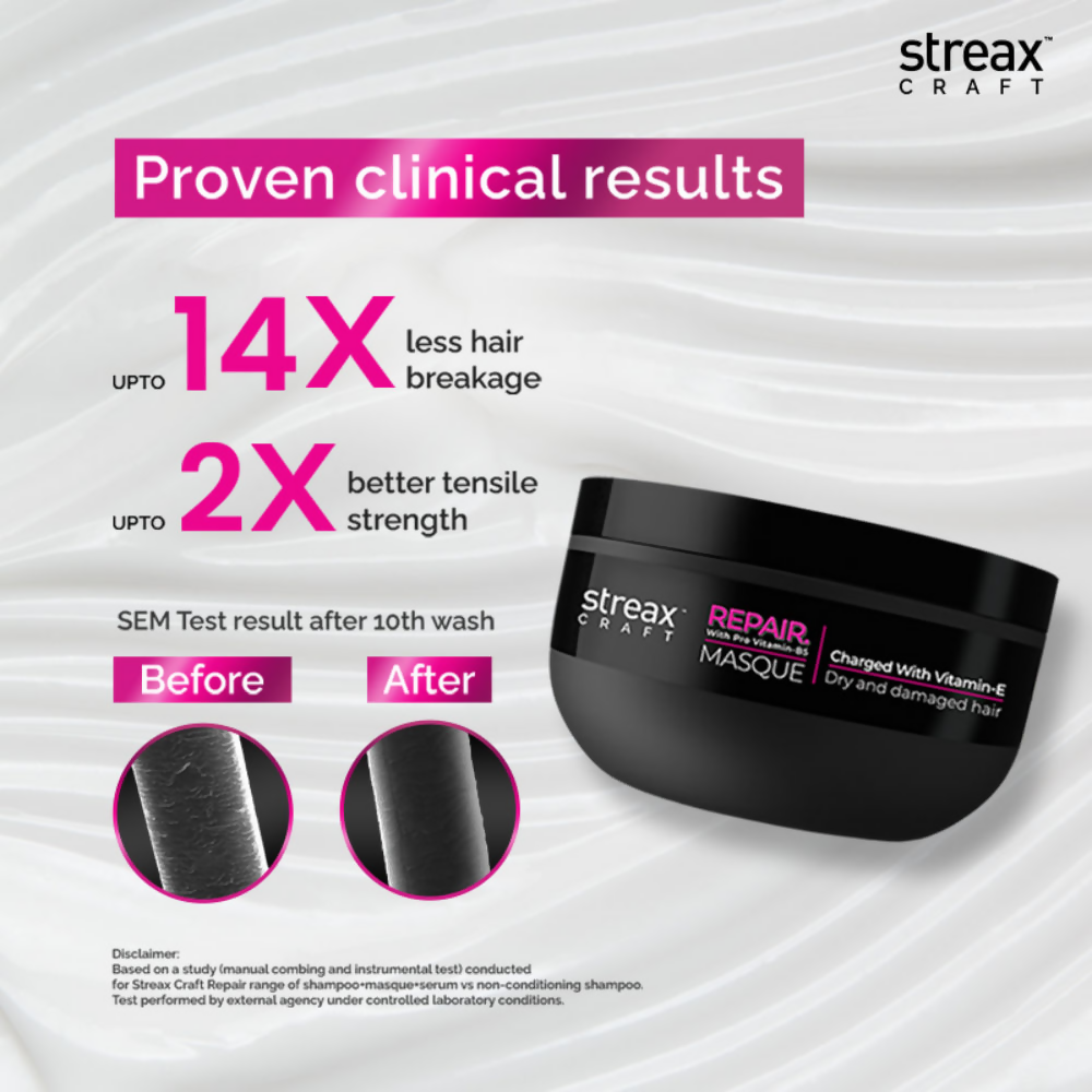 Streax Craft Repair Mask Hair Spa For Dry and Damaged Hair Repair With Pro Vitamin B-5