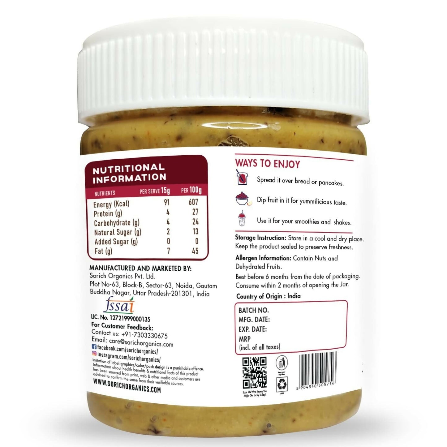 Sorich Organics All Natural Berry Creamy Peanut Buttery