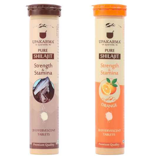 Buy Upakarma Ayurveda Pure SJ Effervescent Tablets in 2 Unique Flavors (Pure SJ & Orange) Combo from DrMediCart, Ship from India to USA