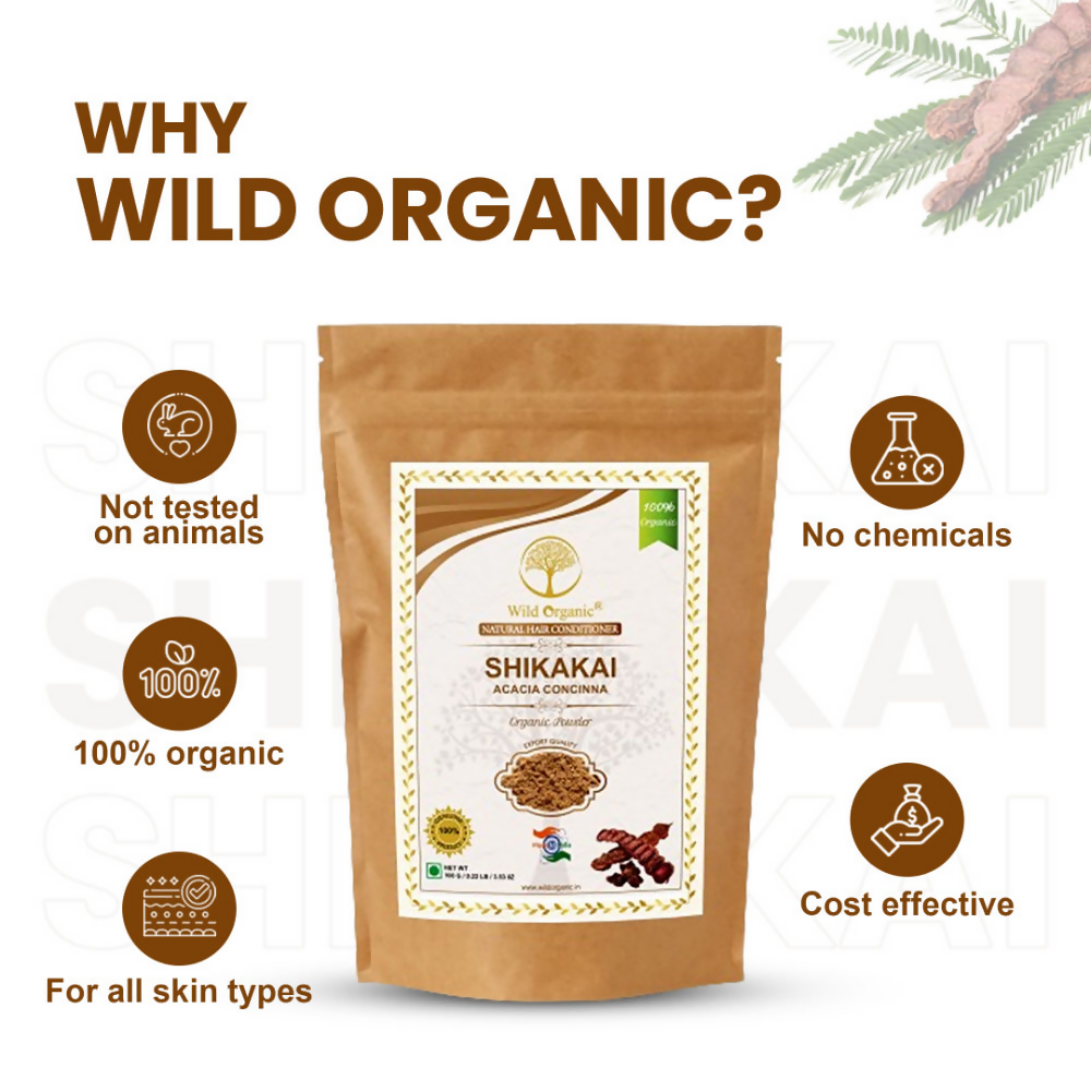 Wild Organic Shikakai Powder Natural Hair Conditioner For Smooth & Silky Hair