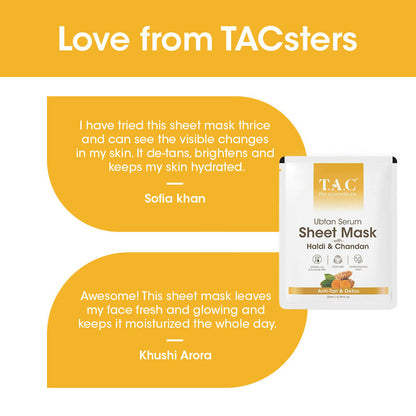 TAC - The Ayurveda Co. Ubtan Serum Sheet Mask | with Sandalwood, Saffron & Turmeric - DrMediCart