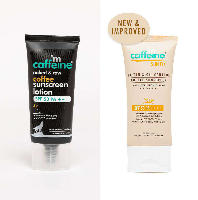 mCaffeine Sun Fix Detan & Oil Control Coffee Sunscreen SPF 50 PA++++, Lightweight & No White Cast