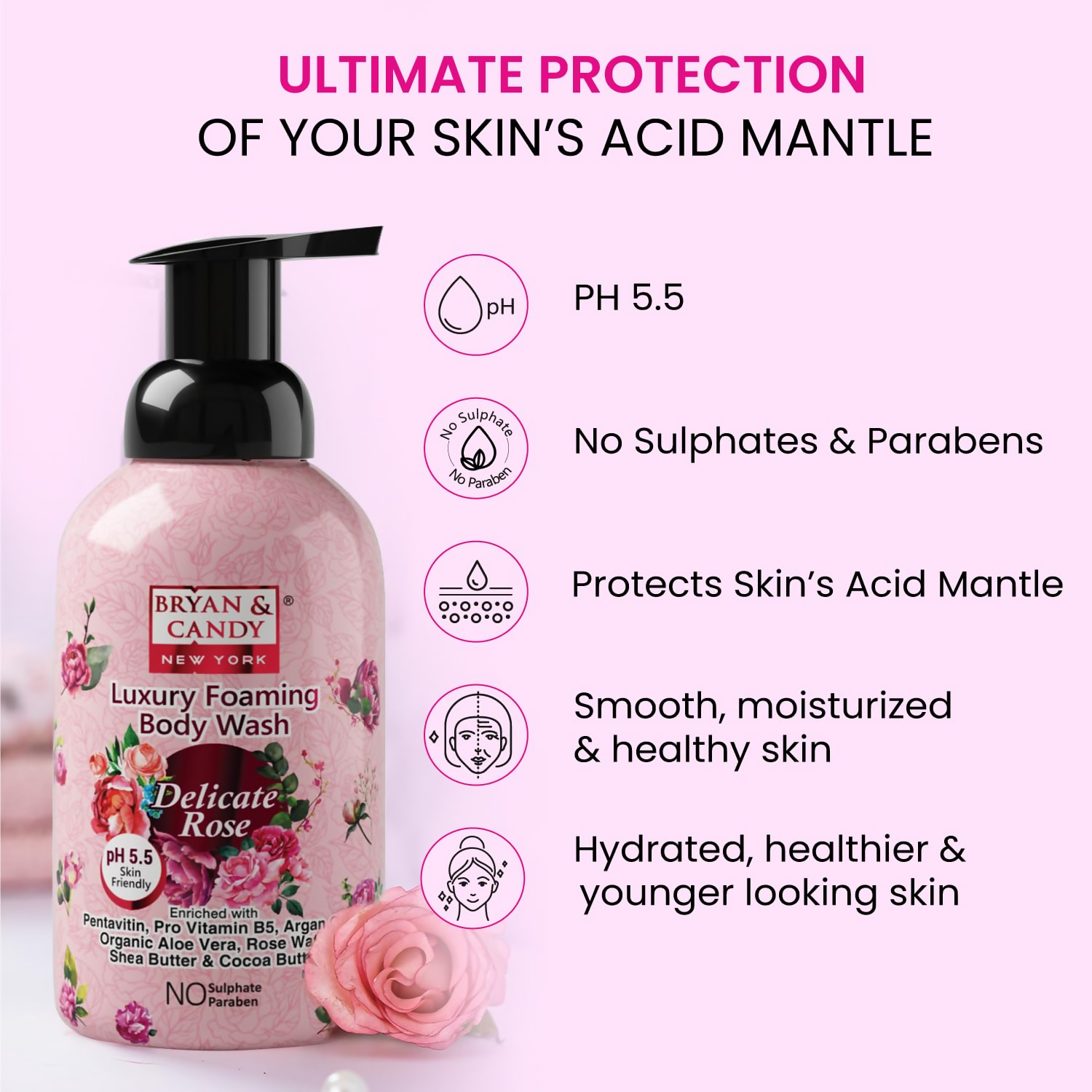 Bryan & Candy Luxury Foaming Body Wash - Delicate Rose