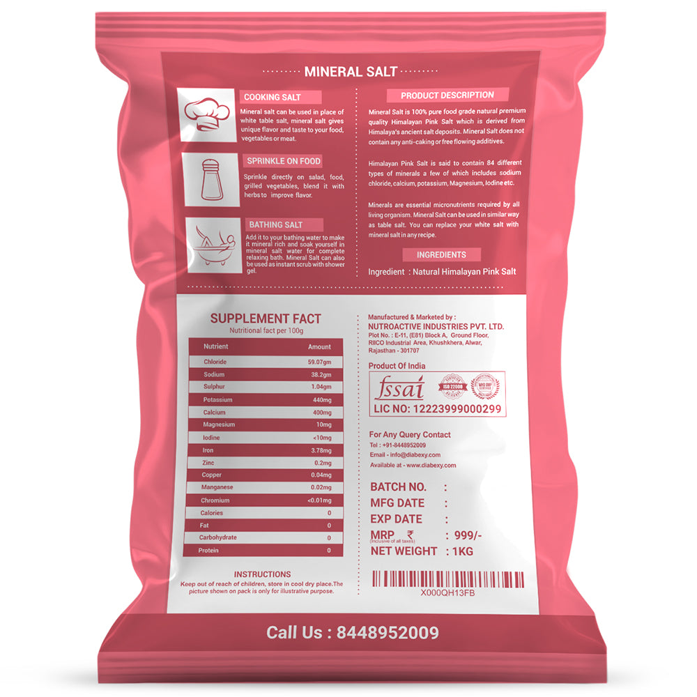 NutroActive Mineral Salt Low Sodium Himalayan Pink Salt