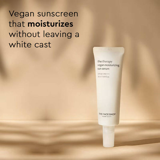 Buy The Face Shop The Therapy Vegan Moisturizing Sun Serum SPF 50+ from DrMediCart, Ship from India to USA