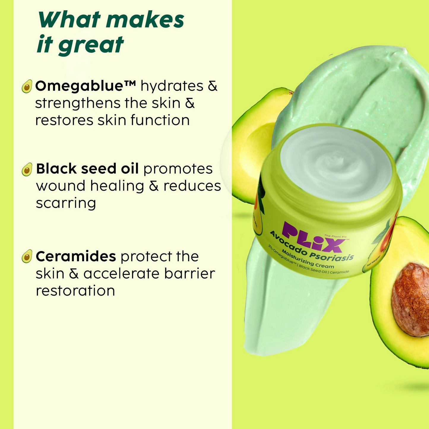 PLIX The Plant Fix Avocado Psoriasis Moisturizing Cream with 2% Omegablue For Dry & Flaky Skin