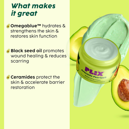 PLIX The Plant Fix Avocado Psoriasis Moisturizing Cream with 2% Omegablue For Dry & Flaky Skin