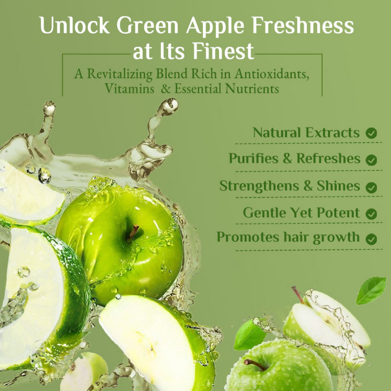 Richfeel Green Apple Shampoo For Dry Damaged Hair - Nourishes Scalp Promotes Shine & Smoothness