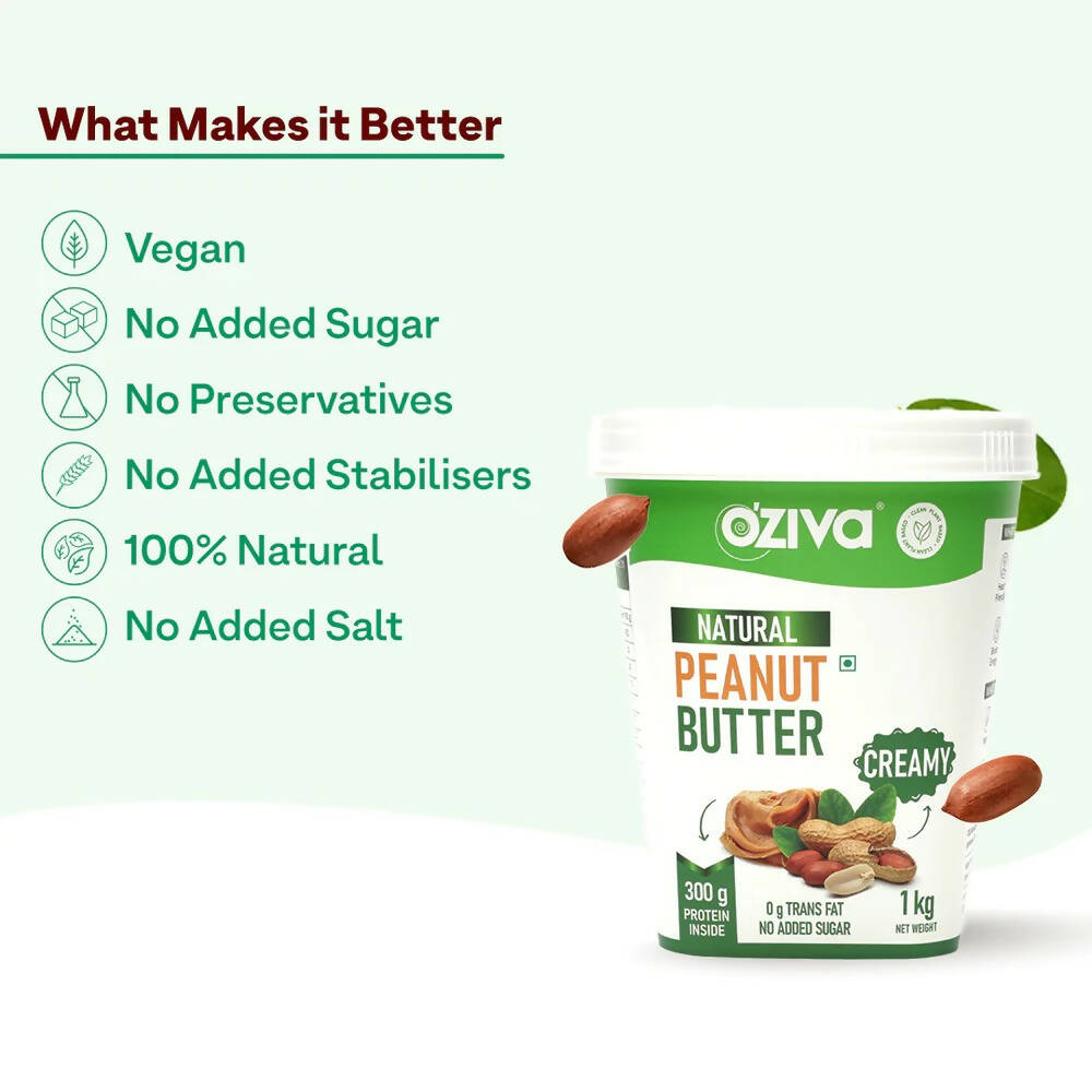 OZiva Natural Peanut Butter-Creamy
