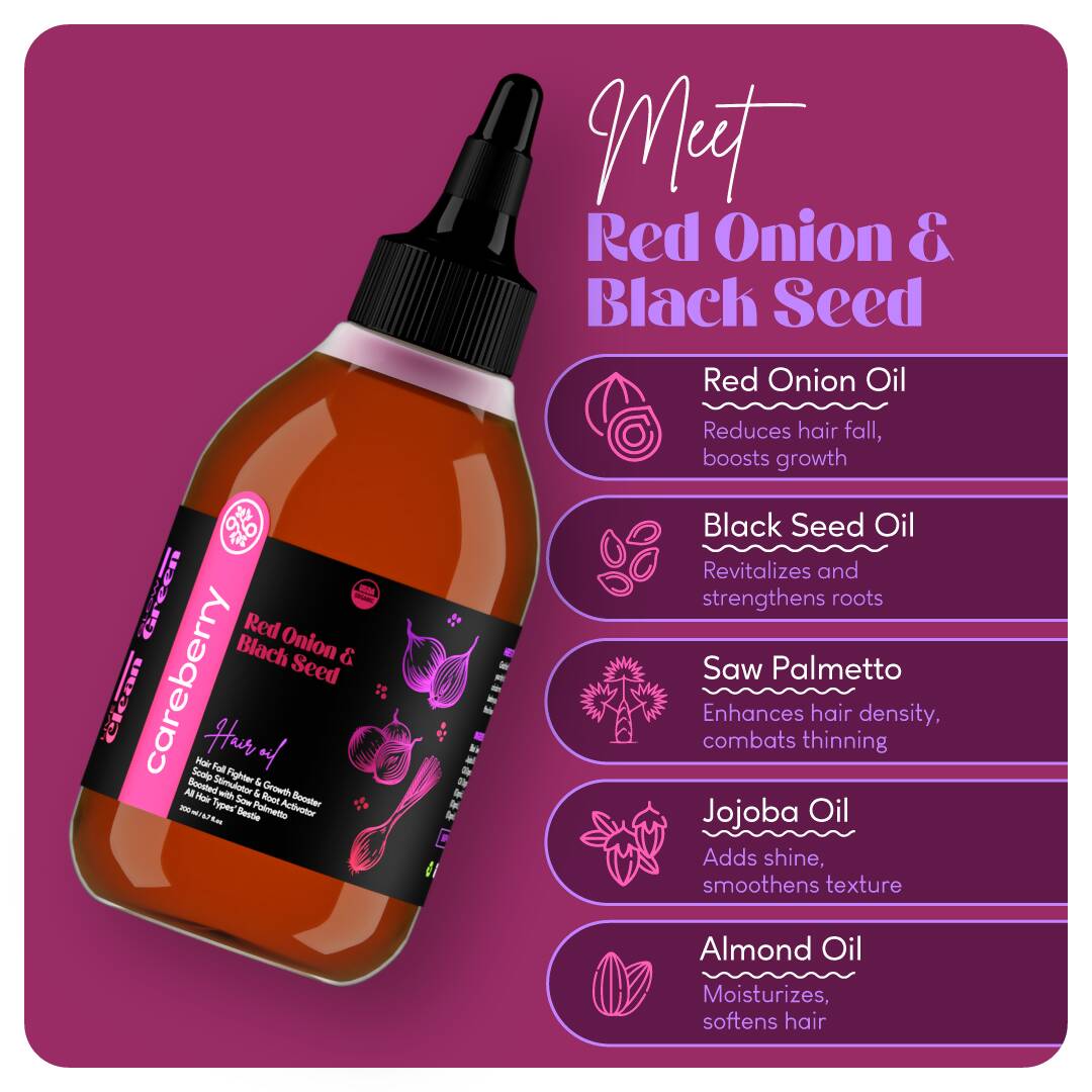 Careberry Genuine Organic Red Onion & Black Seed Extract Oil