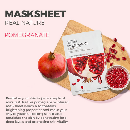 The Face Shop Real Nature Pomegranate Face Mask - Korean Skincare