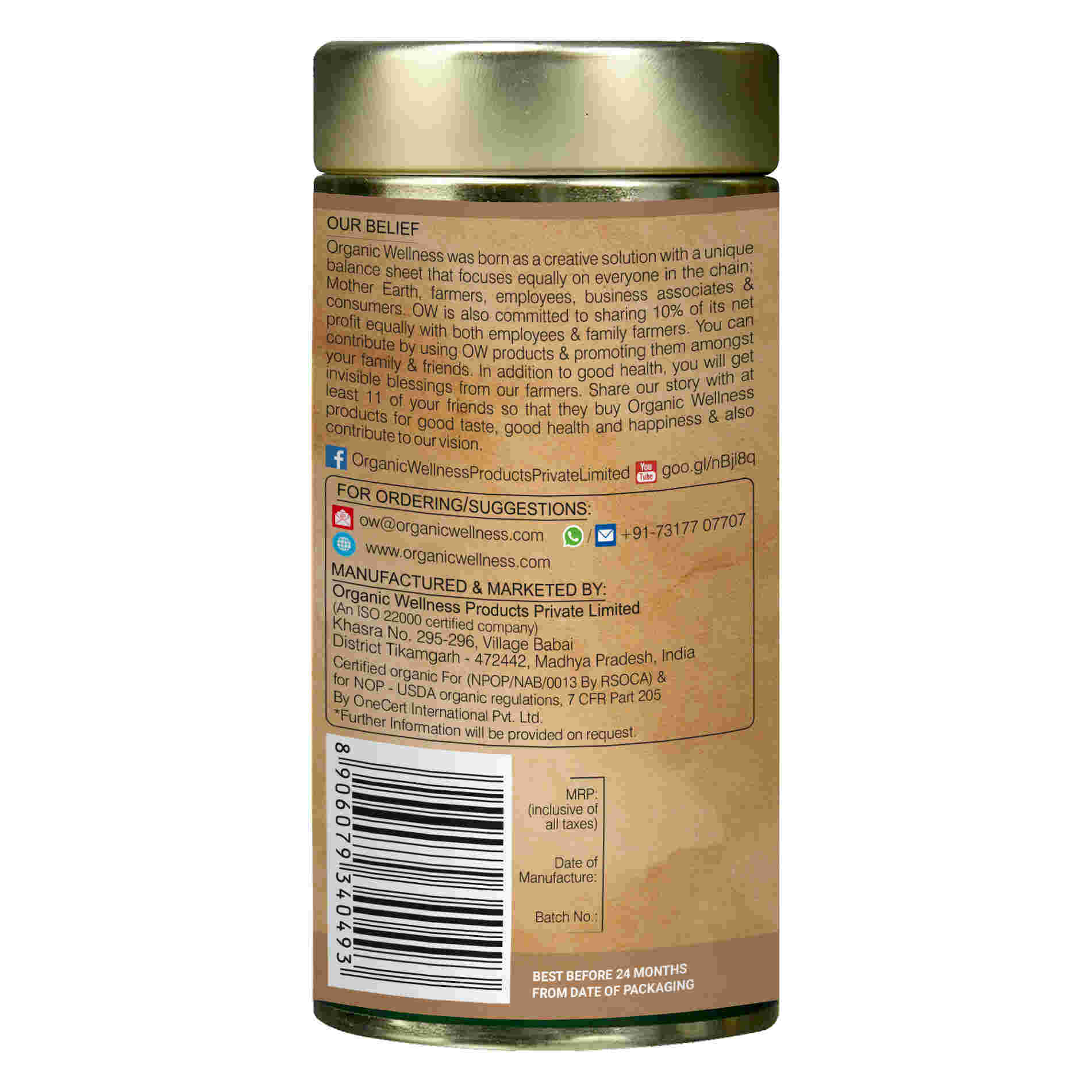 Organic Wellness Masala Chai Tin
