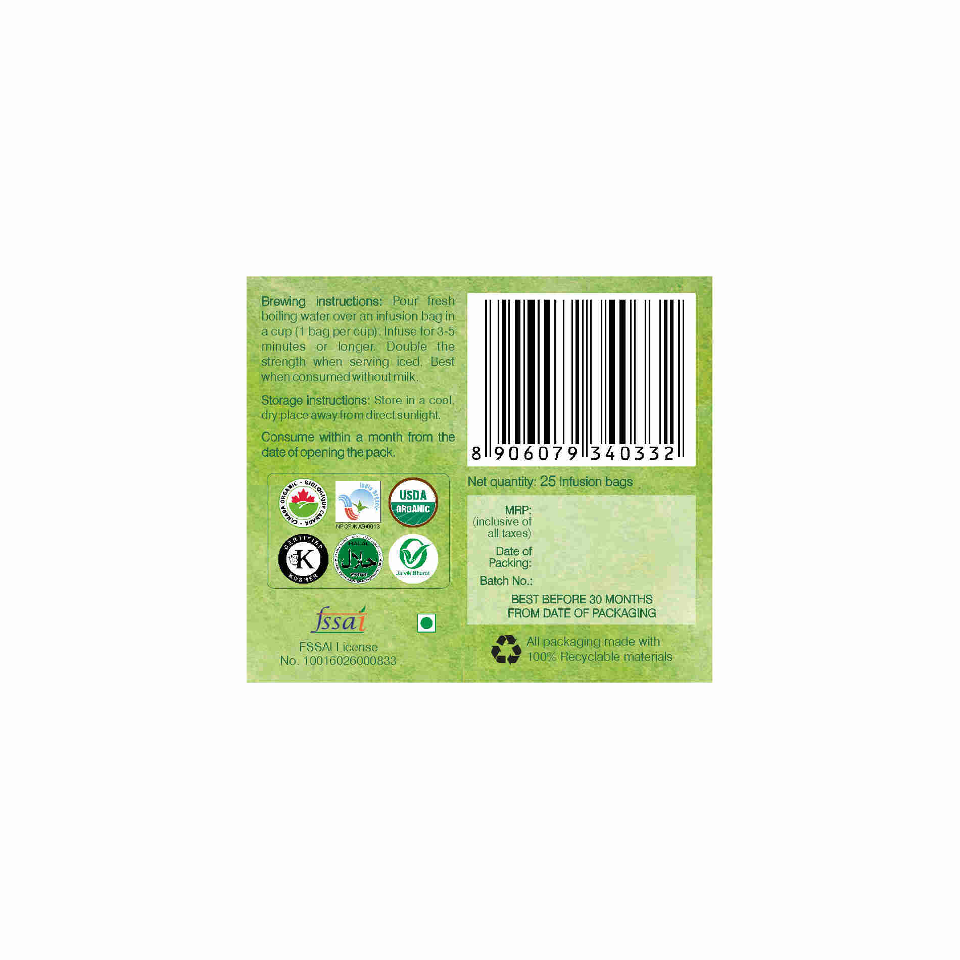 Buy Organic Wellness Mashallah Green Tea Classic Teabags from DrMediCart, Ship from India to USA