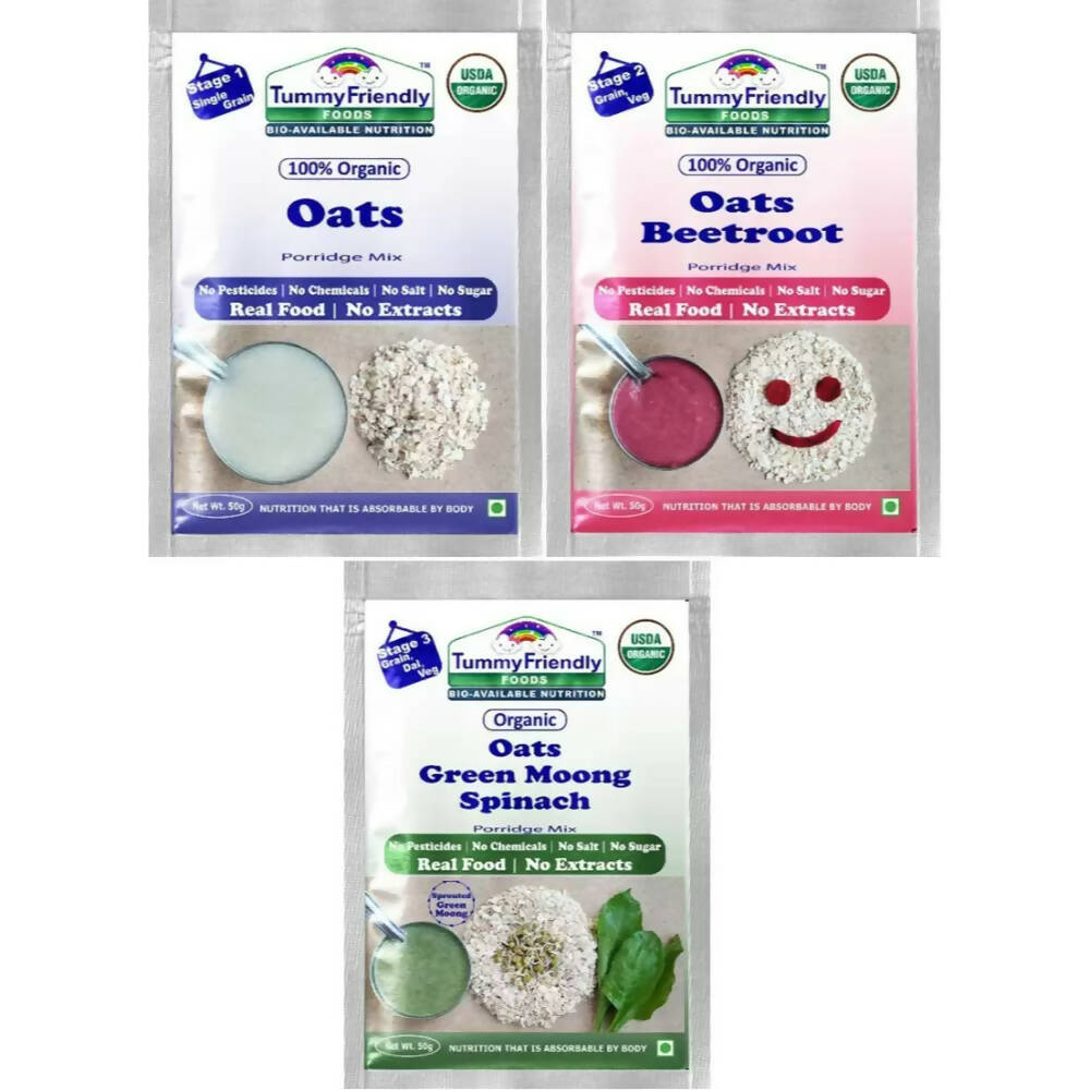 Buy TummyFriendly Foods Certified Oats Porridge Mixes - Stage1, Stage2, Stage3 from DrMediCart, Ship from India to USA