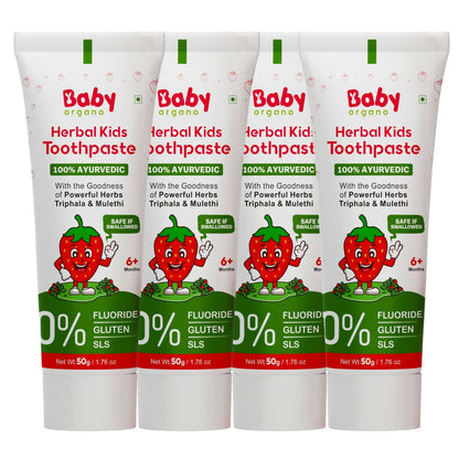 Babyorgano 100% Ayurvedic Herbal Kids Toothpaste - Strawberry Flavor