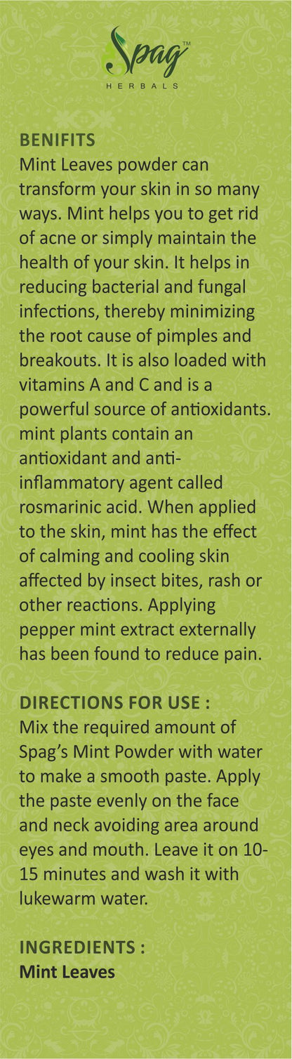 Spag Herbals Premium Mint Leaf Powder