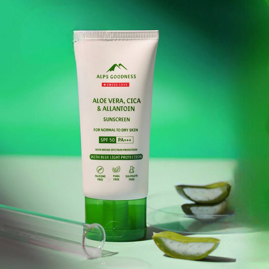Buy Alps Goodness Blue Light Protection Sunscreen For Normal to Dry Skin SPF 50 PA+++ with Aloe Vera, Cica & Allantoin from DrMediCart, Ship from India to USA