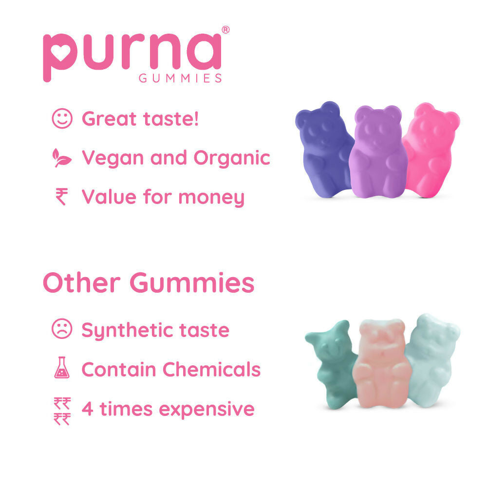 Purna Gummies Multivitamin Strawberry Gummies with Vitamins & Minerals