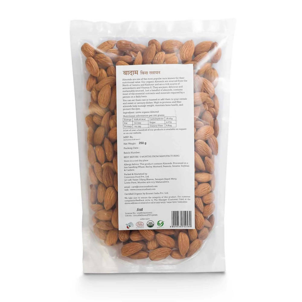 Conscious Food Organic Almonds (Badaam) - Drmedicart