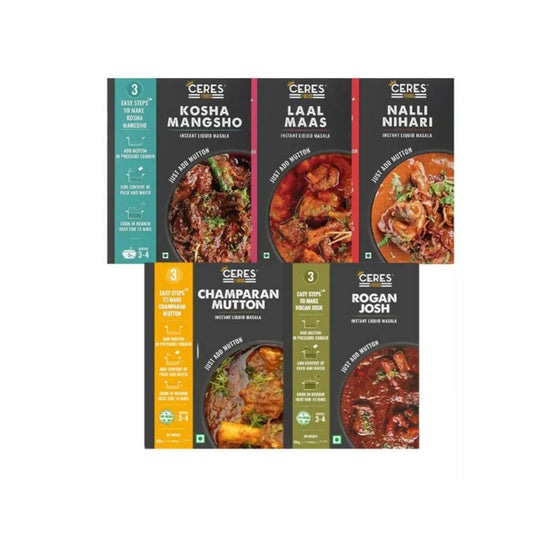 Buy Ceres Foods Laal Maas + Rogan Josh + Champaran Mutton + Nalli Nihari + Kosha Mangsho Combo from DrMediCart, Ship from India to USA