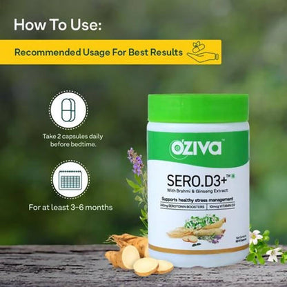 OZiva Sero.D3+ With Brahmi & Ginseng Extract Capsules