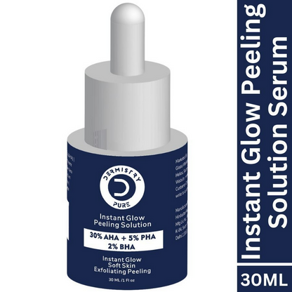 Dermistry 30% AHA 5% PHA 2% BHA Peeling Exfoliating Solution Instant Bright Glow Fairness Face Serum