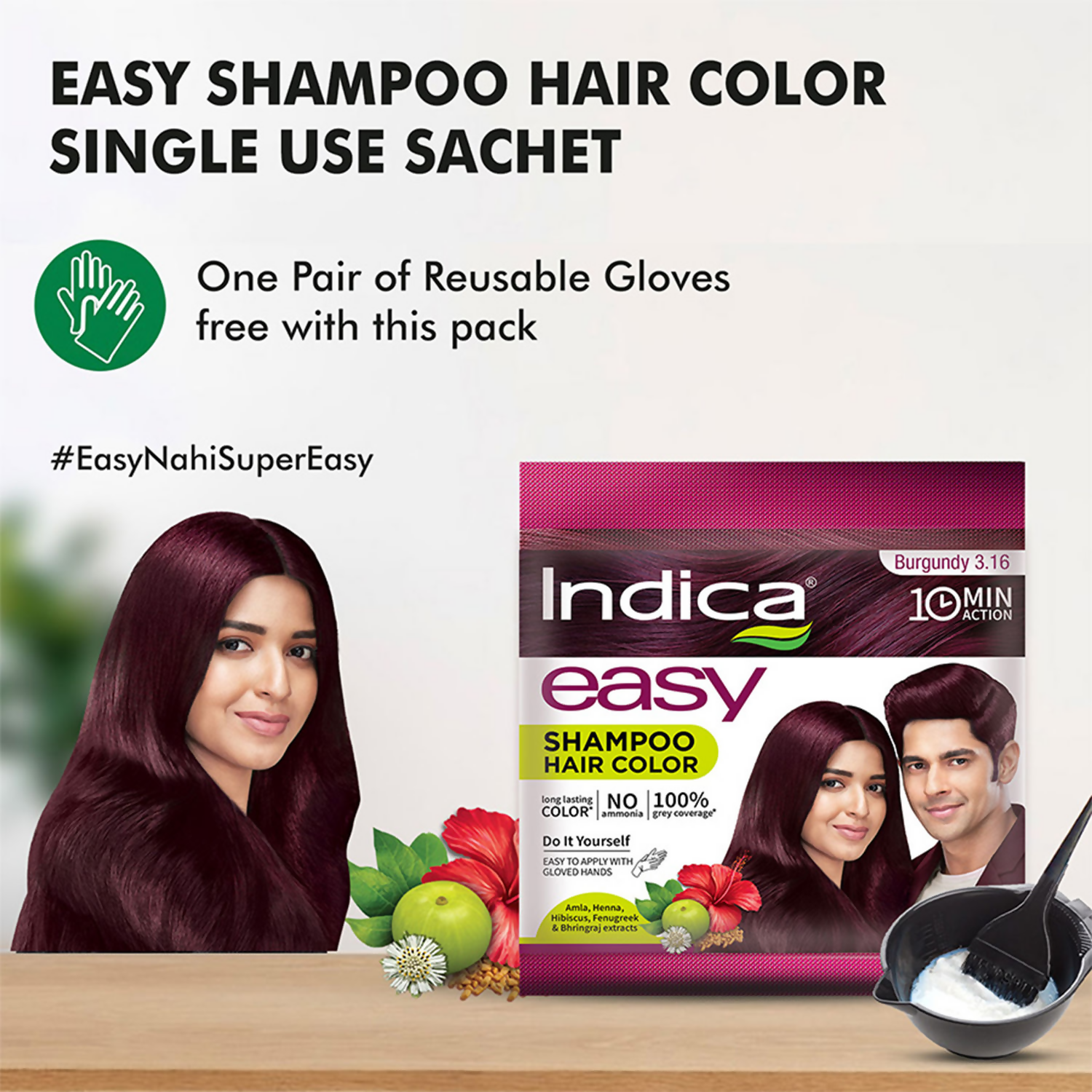 Indica Easy Hair Color Shampoo Burgundy
