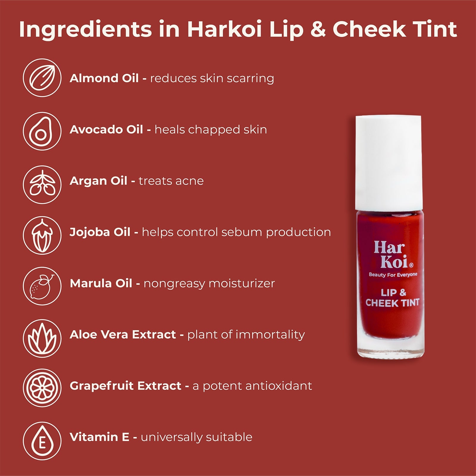 The Harkoi Lip & Cheek Tint- Red Brown