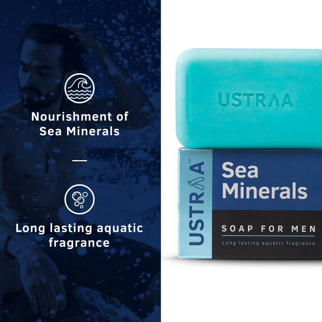 Ustraa Deo Soap For Men - Neem and Green Clay, Sea Minerals, & Activated Charcoal