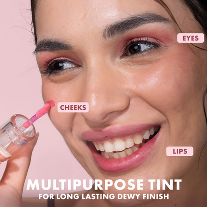 mCaffeine Shades Lip & Cheek Glow Tint Longlasting, Blendable, Dewy Finish - Tulip