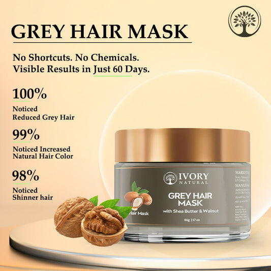 Buy Ivory Natural Grey Mask For Hair - White To Black Hair Naturally For Both Men & Women from DrMediCart, Ship from India to USA