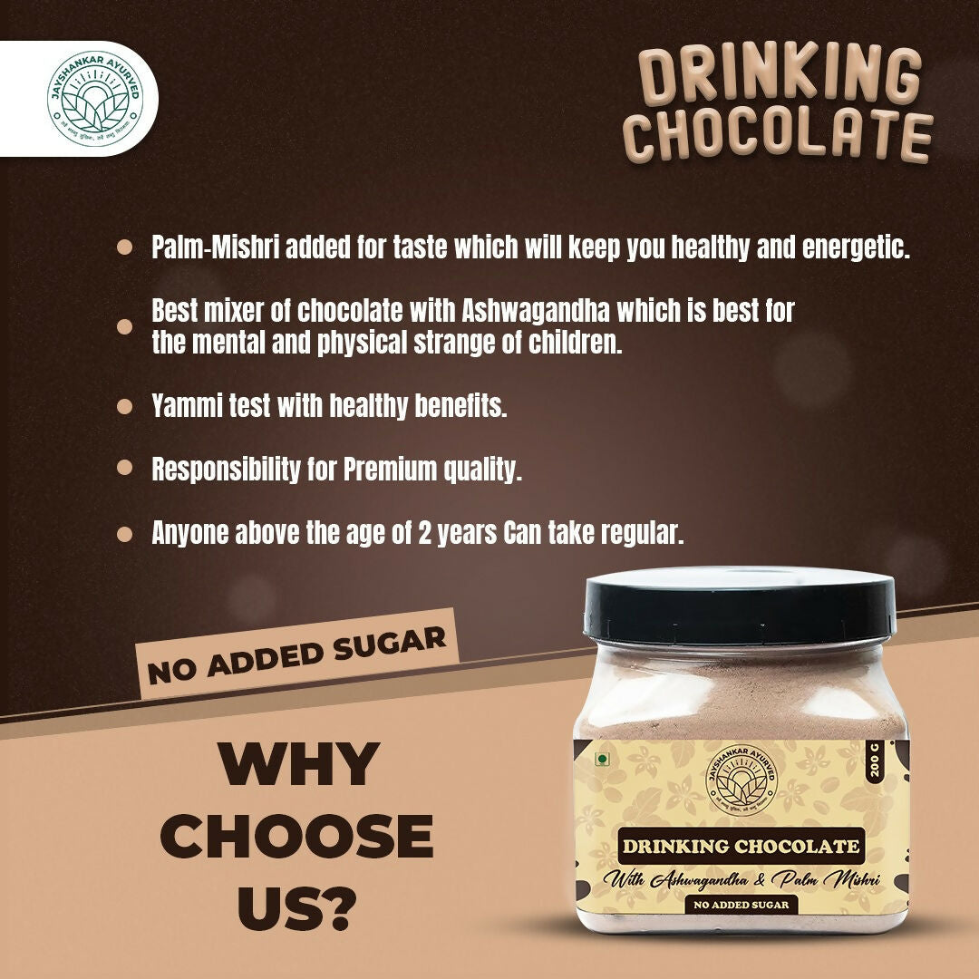 Jayshankar Ayurved Ashwagandha Hot and Cold Chocolate Powder Blend with Palm Mishri