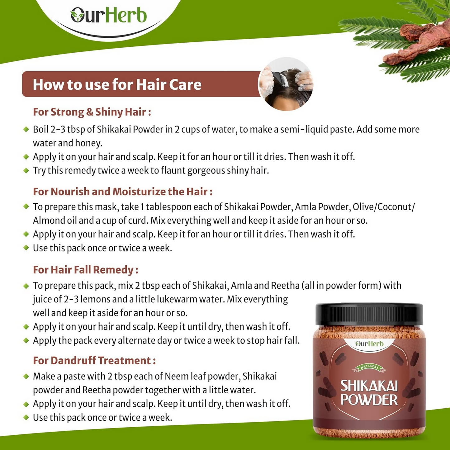OurHerb Pure & Natural Shikakai Powder For Hair Care