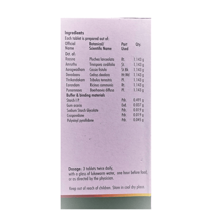 Nagarjuna Ayurveda Raasnasapthakam Kashayam Tablet