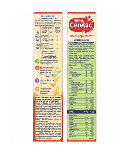 Buy Nestle Cerelac Baby Cereal With Milk - Wheat Apple Carrot from DrMediCart, Ship from India to USA